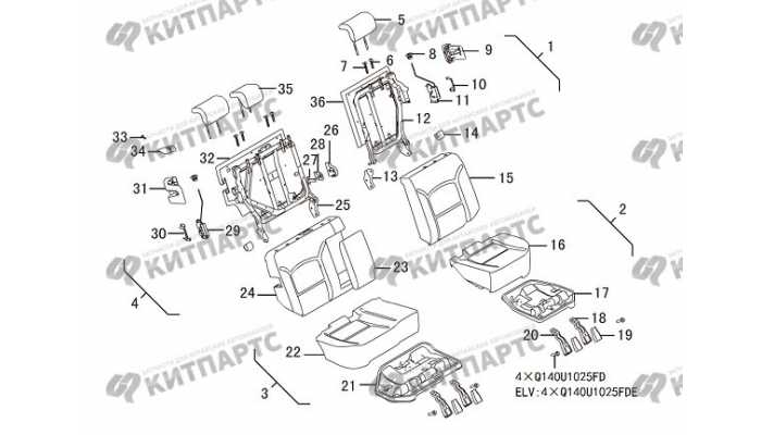 Сиденье заднее Great Wall DW Hower H3