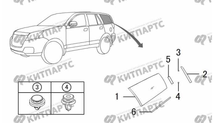 Стекло задка боковое Great Wall DW Hower H5